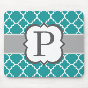 Teal Blue Monogram Brev P Quatrefolie Musmatta