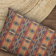 Teal Blue Mörk Red Beige Brown Orange Tribal Art