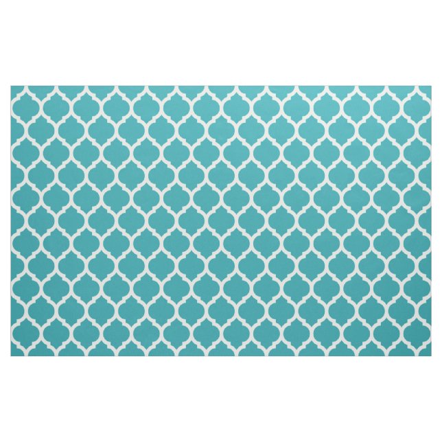 Teal Blue Moroccan lattice Quatrefoil Mönster Tyg (Fat Quarter)