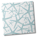 Teal Blue Nautical Beach Mönster Kakelplatta<br><div class="desc">En söt och trendig lätt blå tealstrand mönster med stjärnfisk. Om du vill använda den här plattan som en liten underlägg eller trivet för en drink eller platta... eller om du vill gå stor med ett köksstölder, eller badplatta, är upp till dig! Gör en fullt, gräns eller bara en dekorplatta....</div>