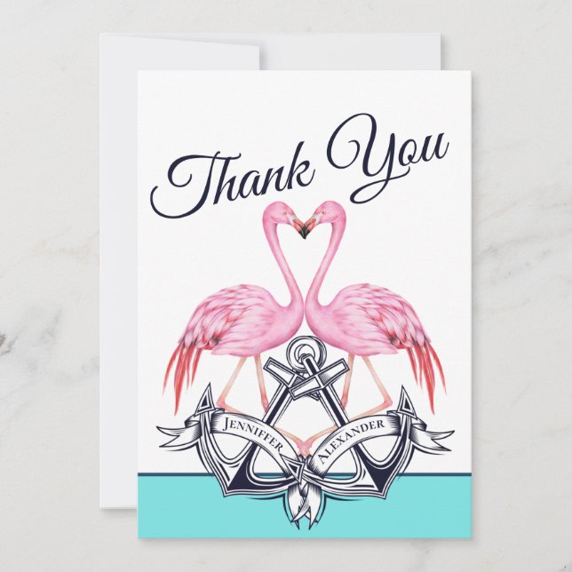 Teal Blue Nautical Heart Anchor Bröllop Inbjudningar (Framsida)