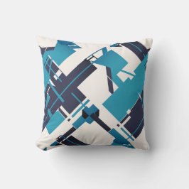 Teal Blue Navy on Offwhite Diagonal Abstrakt Art Kudde
