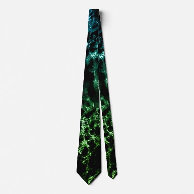 Teal Blue Neon Grönt Marble Black Neck Tie Slips (Framsida)