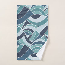 Teal & Blue Ocean Vågar Hand Towel