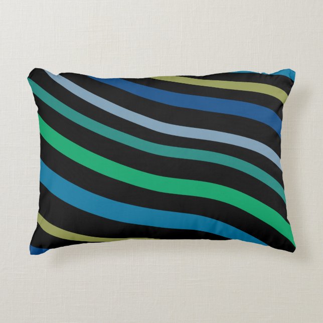 Teal Blue och Black Prydnadskudde (Framsidan)