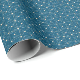 Teal Blue och Champagne Guld Geometric Gift Wrap Presentpapper