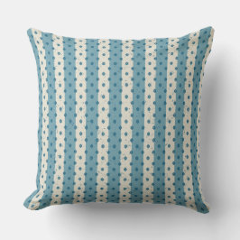 Teal Blue och Cream Stripe Polka dots Kudde
