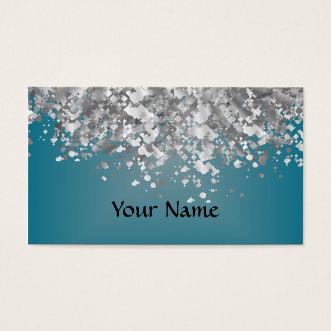 Teal blue och faux glitter visitkort (Framsidan)