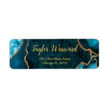 Teal Blue och Guld Agate Marble Födelsedagsfest