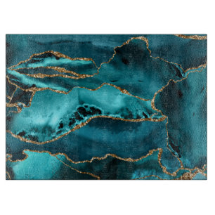 Teal Blue och Guld Glitter Agate