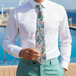 Teal Blue och Guld Glitter Agate Neck Tie Slips