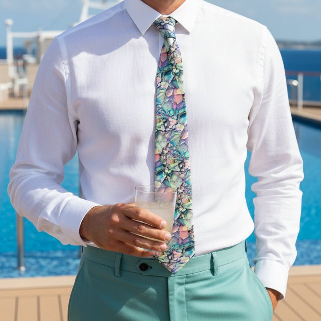 Teal Blue och Guld Glitter Agate Neck Tie Slips (Skapare uppladdad)
