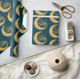 Teal Blue och Guld Ramadan Mubarak | Ramadan Gift Presentpapper