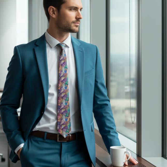 Teal Blue och lila Glitter Agate Neck Tie Slips (Skapare uppladdad)
