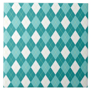 Teal blue och white argyle mönster kakelplatta