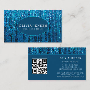 Teal Blue Ombre Glitter Glamoral marmor Visitkort