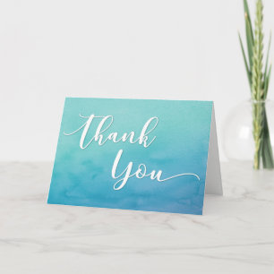 Teal & Blue Ombre Watercolor Tackkort, 5 Tack Kort