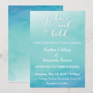 Teal & Blue Ombre Watercolor Wedding bjudande 2a Inbjudningar