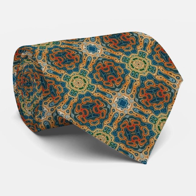Teal Blue Orange Gult Grönt Hip Orient Bali Art Slips (Rullad)