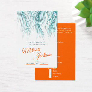 Teal blue orange tropical handflatan bröllop, till visitkort