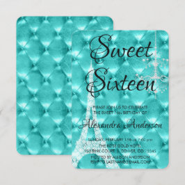 Teal Blue Paris Sweet sixteen Födelsedagsfest Inbjudningar