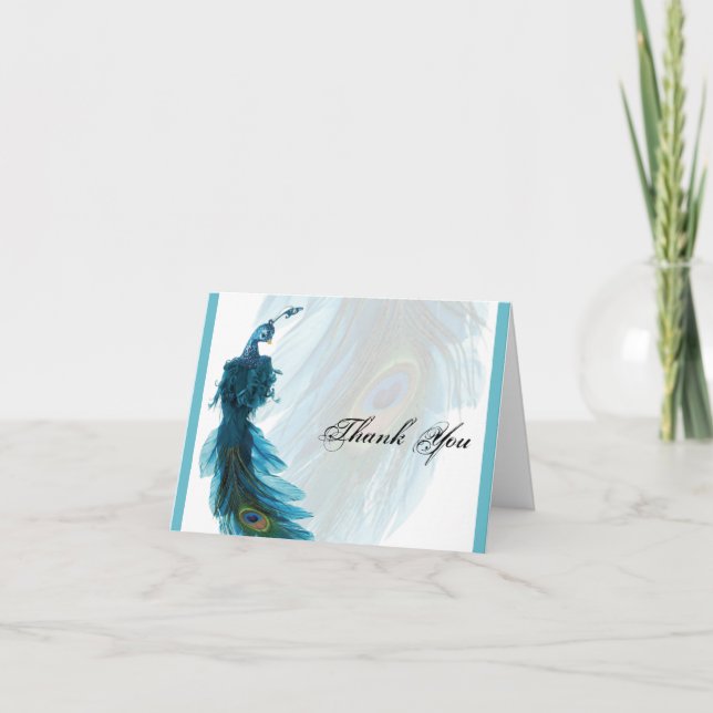 Teal Blue Peacock Plume Tack Kort (Framsida)