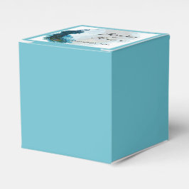 Teal Blue Peacock Plume Wedor Favor Box Presentaskar