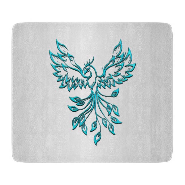 Teal Blue Phoenix Rises på Silver (Framsidan)
