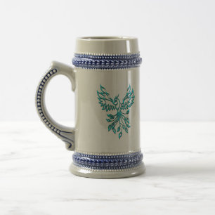 Teal Blue Phoenix Rises på Silver Sejdel