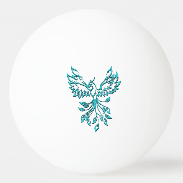 Teal Blue Phoenix Rises Pingisboll (Framsidan)