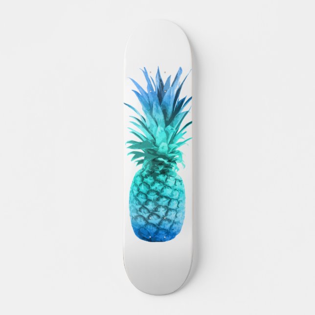 Teal Blue Pineapple Mini Skateboard Bräda 18,5 Cm (Framsida)