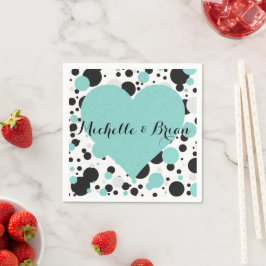 Teal Blue Polka Dot Party Cocktail Napkins Pappersservett