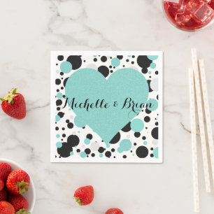 Teal Blue Polka Dot Party Cocktail Napkins Pappersservett