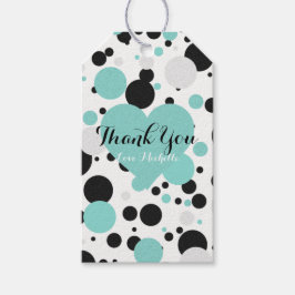 Teal Blue Polka dots Glam Party Tack Presentetikett