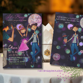 Teal & Blue Retro Disco 30th Birthday Invitation Inbjudningar