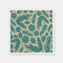 Teal Blue Retro Mysigt julcharm Pappersservett