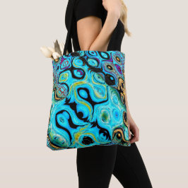 Teal Blue Ripples Tote Bag Tygkasse