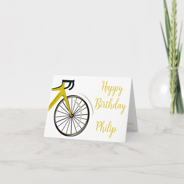 Teal Blue Road Bike cyclist Birthday Card Kort (Framsida)