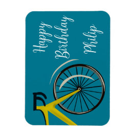 Teal Blue Road Bike cyclist Birthday Card Magnet