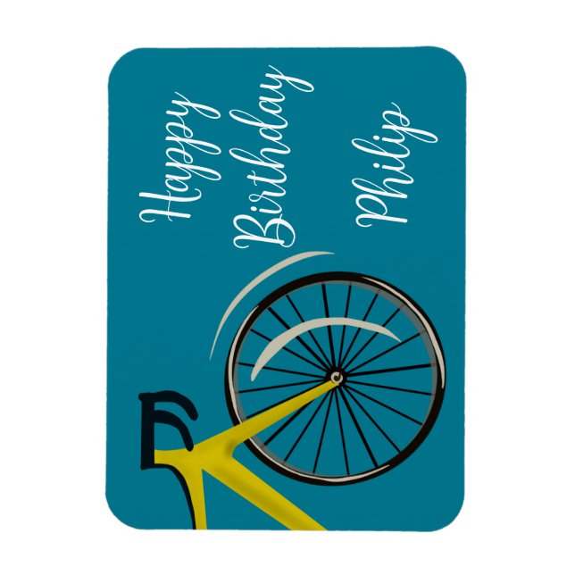 Teal Blue Road Bike cyclist Birthday Card Magnet (Vertikal)