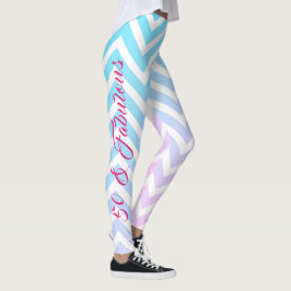 Teal Blue Rosa Chevron Girly Chic 50:e födelsedage Leggings