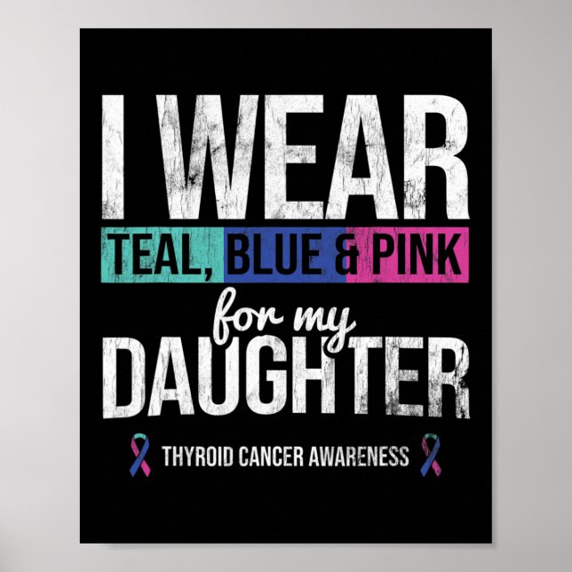 Teal Blue- Rosa för behandling av sköldkörtelcance Poster (Framsidan)
