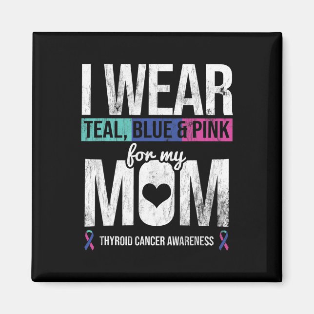 Teal Blue Rosa för Mamma Thyroid Canceness Ri Magnet (Framsidan)