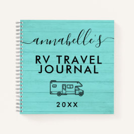 Teal Blue Rustic Camping Skogen RV Travel Journal