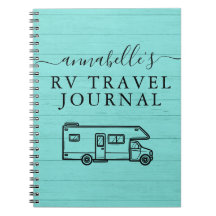 Teal Blue Rustic Camping Skogen RV Travel Journal