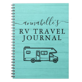 Teal Blue Rustic Camping Skogen RV Travel Journal Anteckningsbok
