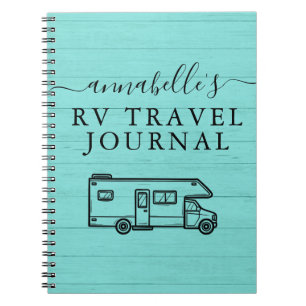 Teal Blue Rustic Camping Skogen RV Travel Journal Anteckningsbok