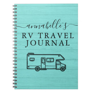 Teal Blue Rustic Camping Skogen RV Travel Journal Anteckningsbok