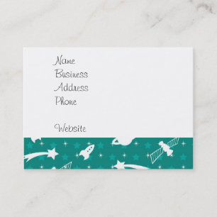 Teal Blue Rymden Astronaut Planets Stars Visitkort