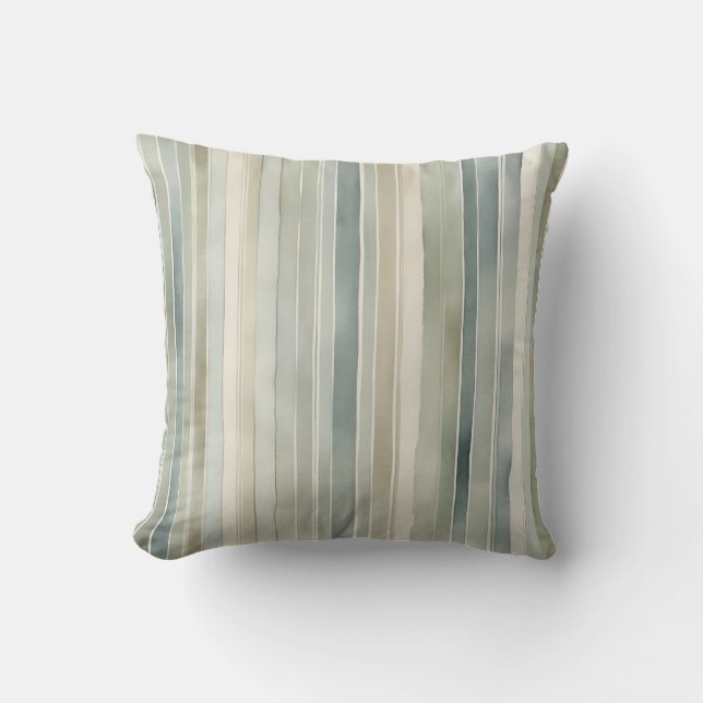 Teal Blue Sage Grönt Cream Distress Rand 16 tum Kudde (Framsida)